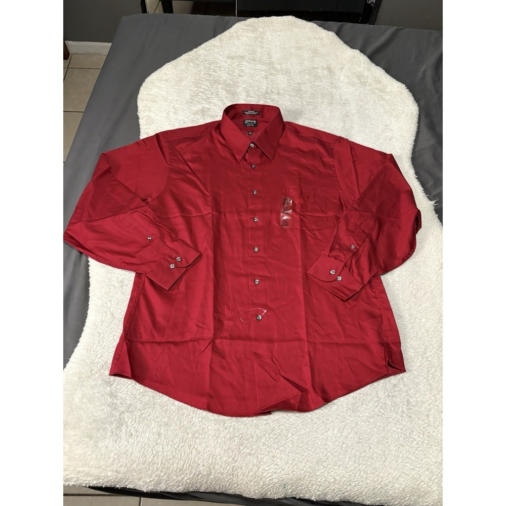 New Arrow Sateen Men's Red Button Down Dress Shirt Size XL 17.5 34/35 Fitted